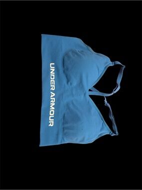 Under Armour Light Blue Adjustable-Strap Sports Bra with White Logo
